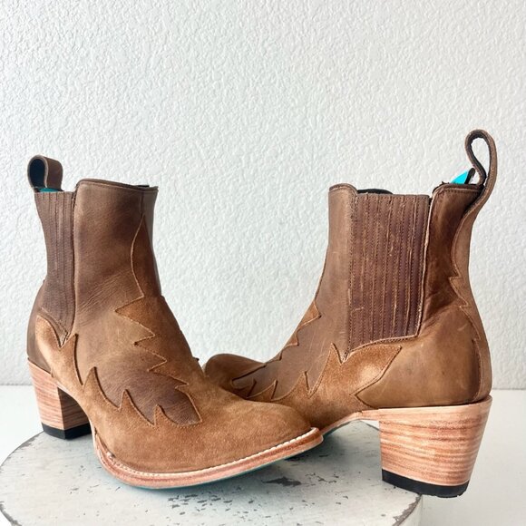 Lane CHELSEA Womens Cowboy Bootie 9.5 Western Brown Short Cowgirl Ankle Boots - Picture 1 of 10